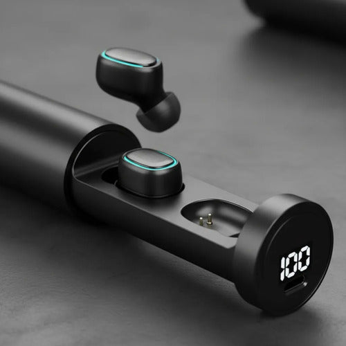 Auriculares Bluetooth Tws Con Pantalla Lcd Y Estuche Carga Negro