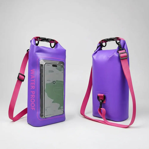 Bolsa Impermeable Estanca 2l Funda Celular Ios Android Playa Violeta