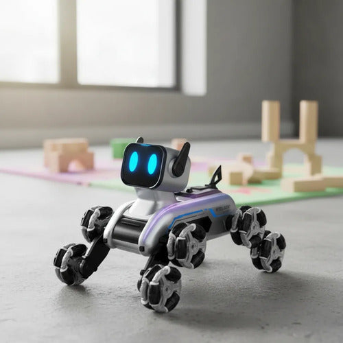 Perro Robot Control Remoto Recargable 8 Ruedas Luces Música Robot