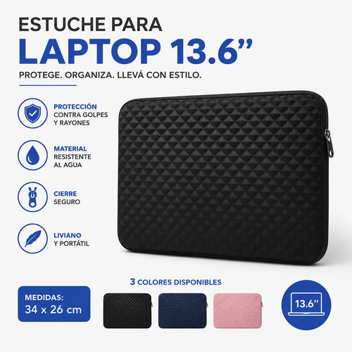 Estuche Laptop Funda Notebook 13.6  Protector Reforzado Aleatorio - 3 Colores