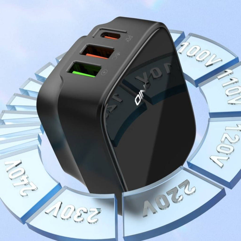 Cargador Pared 32w Usb + Tipo C Usb C Carga Rapida Negro