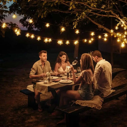 Guia Solar Guirnalda Luces Led Calidas Y Rgb Lamparas 5 Mts