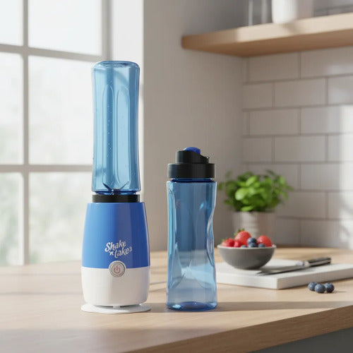 Procesadora Licuadora Shake Take Portatil 2 Vaso 180w Jugo Azul
