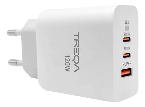 Cargador Usb Tipo C X2 Carga Rápida Supervooc Auto Id Usb A Blanco
