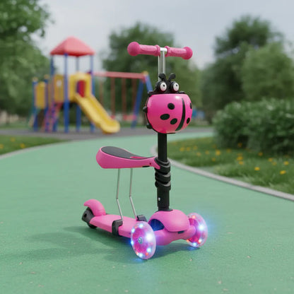 Scooter Tripatín Infantil Desmontable 2 En 1 Asiento Luces Rosa