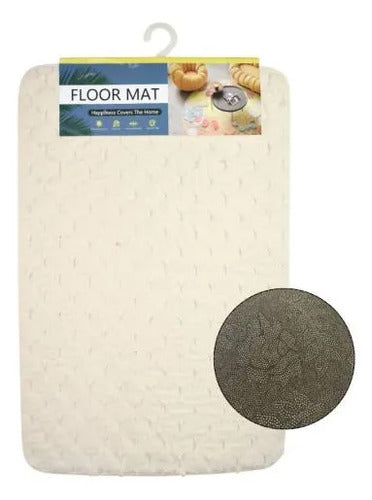 Alfombra Tapete Suave Felpa Antideslizante Baño Rectangular Beige
