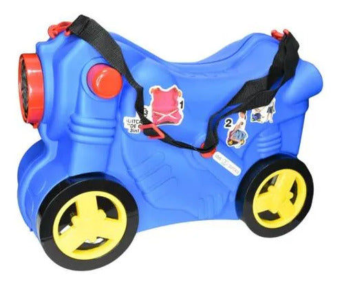 Andador Valija Infantil Moto Ruedas Correa Ajustable Viaje Azul