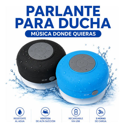 Parlante Resistente Al Agua Bluetooth Para Ducha Con Ventosa Negro