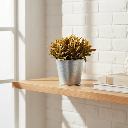 Maceta Metálica Decorativa Planta Artificial 15x8 Cm Amarillo