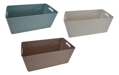 Caja Canasto Organizador Plástico Rectangular Asas 39x20cm Celeste