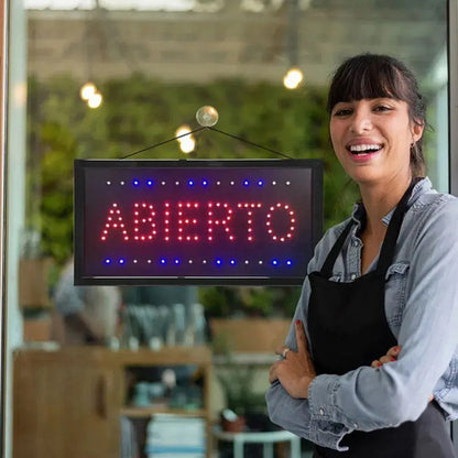Cartel Led Luminoso Abierto Cartel Abierto Electrico 48x25 Azul Y Rojo