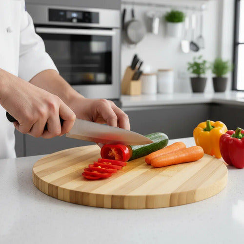 Tabla Redonda Madera Cocina Picar Servir 30cm Práctica Madera Natural