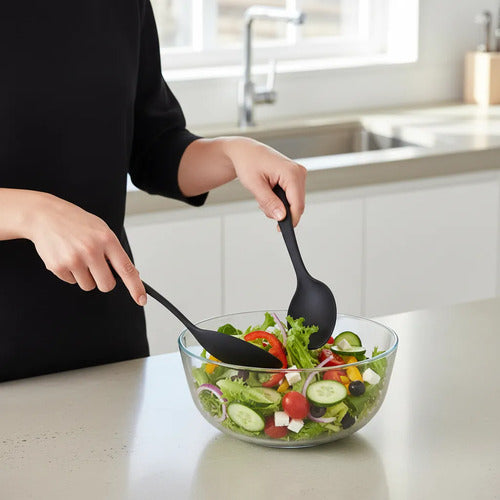 Set X3 Kit Utensilios Cocina Espátula Nylon Resistente 30cm Negro