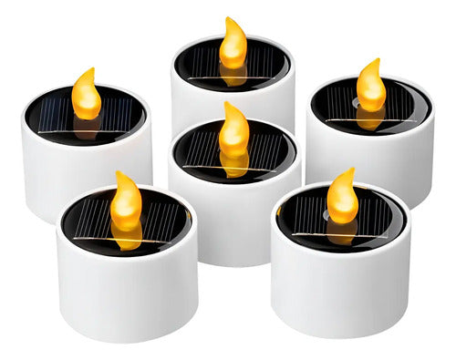 Vela Led Lampara Decorativa Solar Jardin Pack 6 Unidades