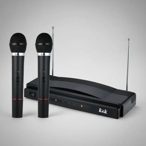 Set Kit De 2 Micrófonos Inalámbricos C/receptor Fm 10m