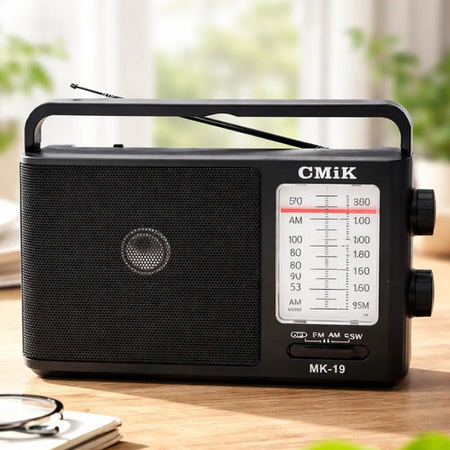 Radio Portátil Am Fm Sw 3 Bandas Eléctrica C/salida 3.5 Negro