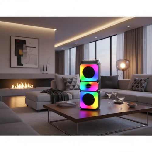 Parlante Bluetooth Portátil 2x4 Rgb Tws Usb Tf Fm Aux Negro