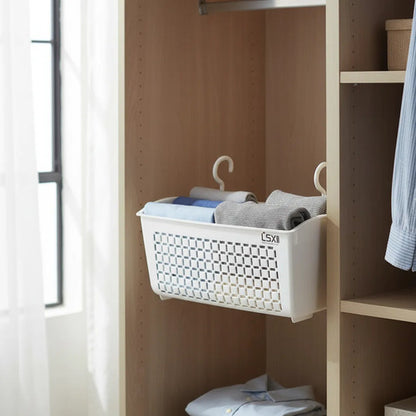 Canasto Organizador Colgante Plástico Ganchos 29cm Blanco