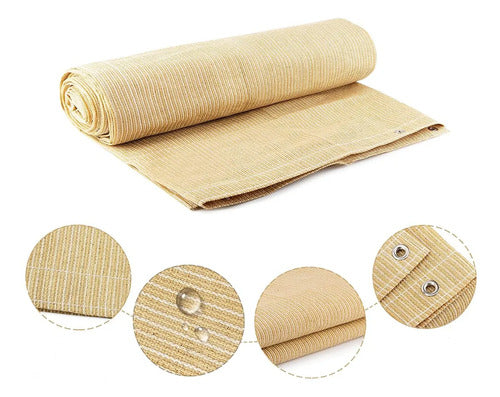 Toldo Malla Media Sombra Rectangular Reforzado 3x4 Metros Beige