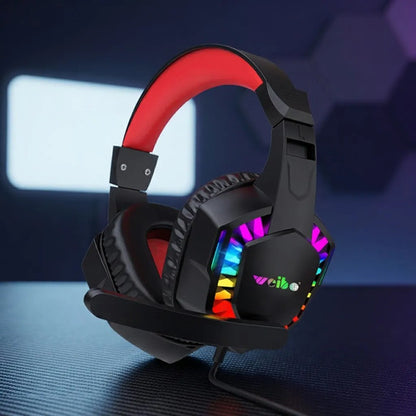 Auricular Headset Gamer Led Rgb Usb 3.5mm Micrófono Negro Y Rojo
