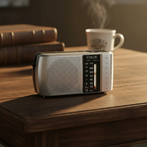 Radio Portátil Am Fm Cmik Mini Bolsillo Jack 3.5 Auricular Blanco