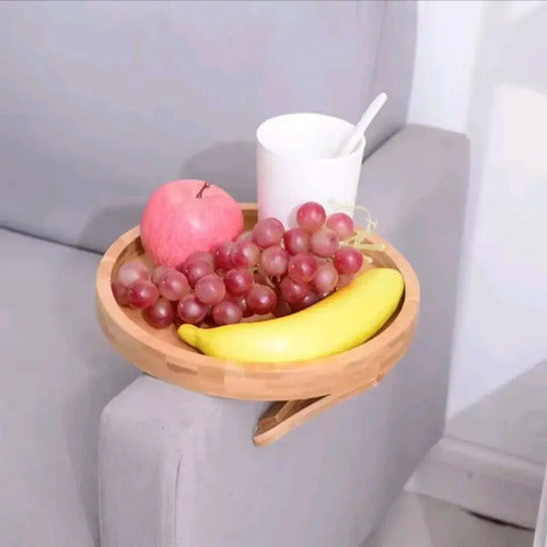 Bandeja Para Sillon Plegable Soporte Posa Vasos Marrón