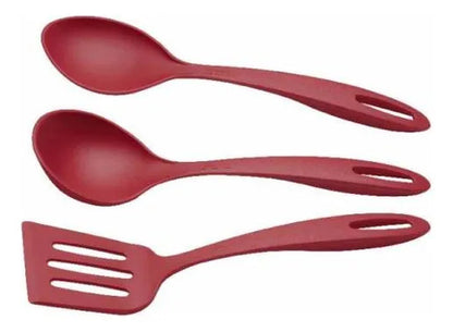 Set X3 Kit Utensilios Cocina Espátula Nylon Resistente 30cm Rojo