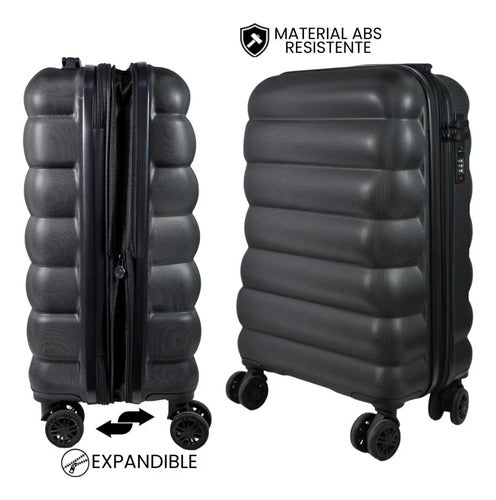 Valija Viaje Grande Rigida Expandible 4 Ruedas Tsa 25 PuLG Negro Rayas