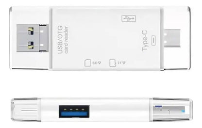 Lector De Tarjeta Sd Universal Usd-micro-usb-c Funcion Otg Blanco Negro