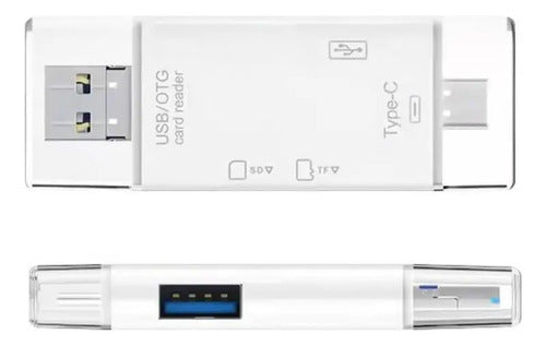 Lector De Tarjeta Sd Universal Usd-micro-usb-c Funcion Otg Blanco Negro
