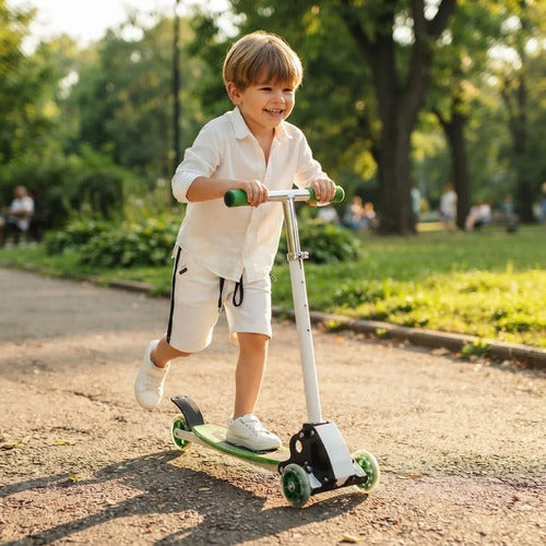 Monopatín Scooter Infantil Plegable Aluminio Freno Trasero Verde