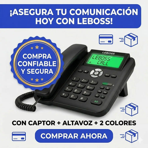 Telefono Fijo Pantalla Manos Libres Identificador Llamada Blanco