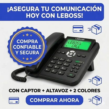 Telefono Fijo Pantalla Manos Libres Identificador Llamada Blanco