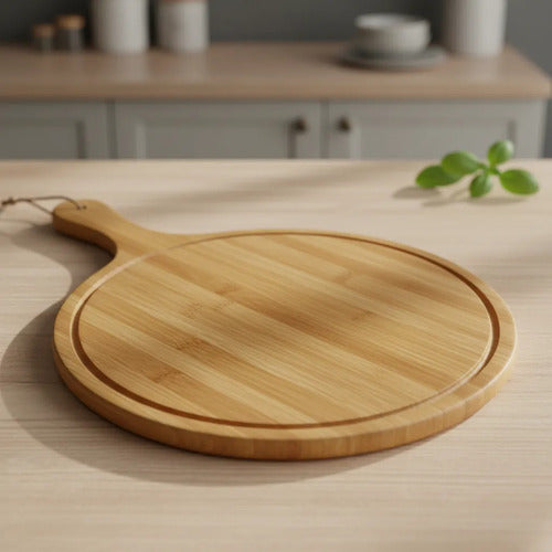 Tabla Redonda Pizza Masa Madera Natural 44x29x1cm Mango Madera Natural