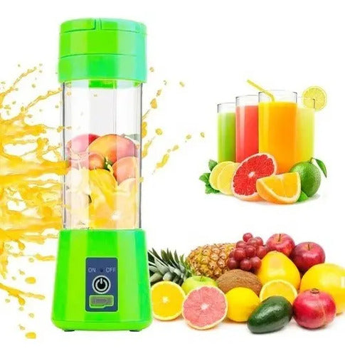 Licuadora Jugo Batido Portatil Usb Recargable 380ml Batidora Verde