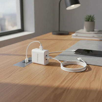 Cargador Pared Usb Cable Usb Ios Celular Carga Rapida 18w Blanco