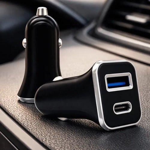 Cargador Vehicular Auto Usb Tipo C Carga Rapida Camion 20w Negro