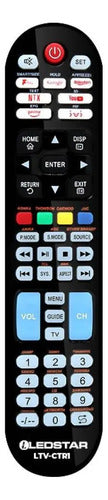 Control Remoto Universal Smart Tv Ledstar Boton Youtube 8 Mt Negro
