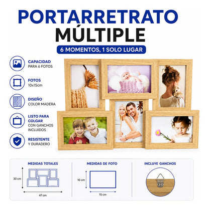 Portarretrato Marco X6 Fotos 10x15cm Multiple Colgante Marrón