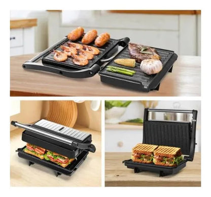 Grill Parrilla Electrica Sandwichera 180 Grado Antiadherente Negro