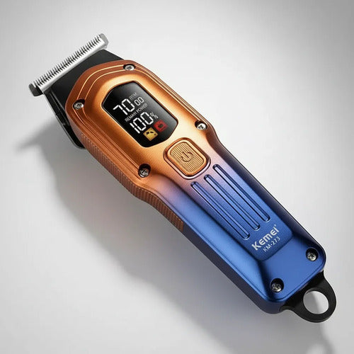 Cortapelo Profesional Kemei Km 273 Inalambrica Pantalla Lcd Gris Espacial / Plateado