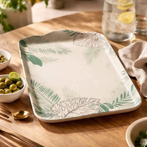 Bandeja Servir Melamina Rectangular 40x24cm Alimentos Hogar Beige