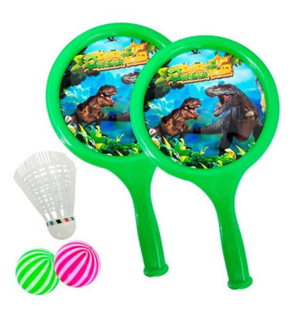 Raquetas Con 2 Pelotas Juguete Infantil De Plastico Verde