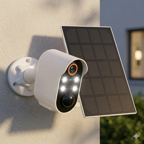 Camara Seguridad Wifi Exterior Panel Solar App Full Hd 1080p Blanco