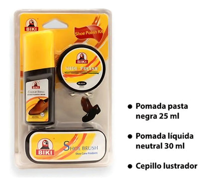 Kit Pomada Lustra Calzado Negra Neutra + Cepillo Lustrador