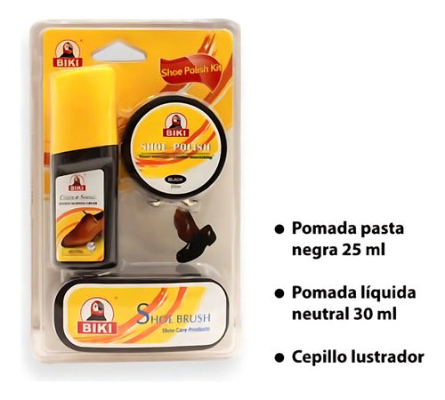 Set Pomada Lustra Zapatos Negra Neutra + Cepillo Lustrador