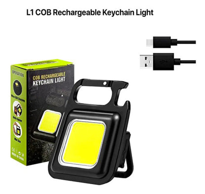 Mini Linterna Llavero Iman Led Cob Abridor Recargable Usb Blanco Negro