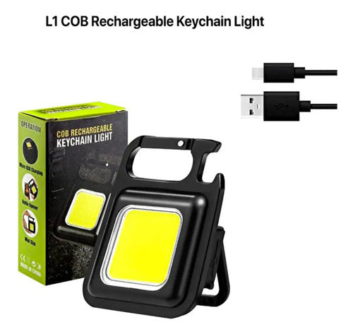 Mini Linterna Llavero Iman Led Cob Abridor Calidad Premium!! Color De La Linterna Negro Color De La Luz Blanco