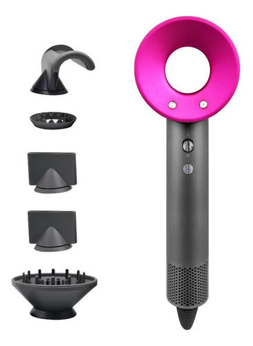 Secador Pelo Supersonic 5 Accesorios Magnetico Profesinal Gris Oscuro
