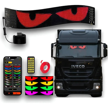 Cartel Led Ojos Diseño Auto Camioneta Camión Micro 59x12cm Negro